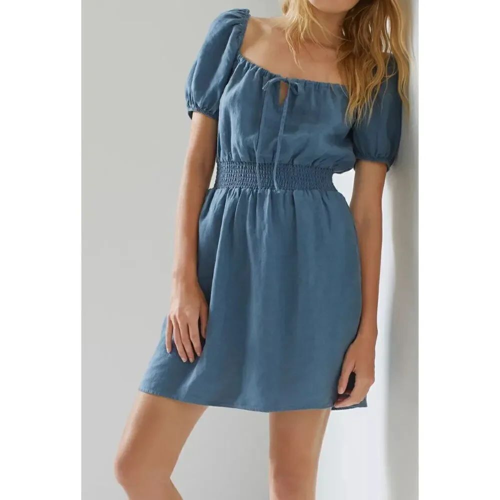 Cloth & Stone Linen Tie-Front Mini Dress | Anthropologie XS